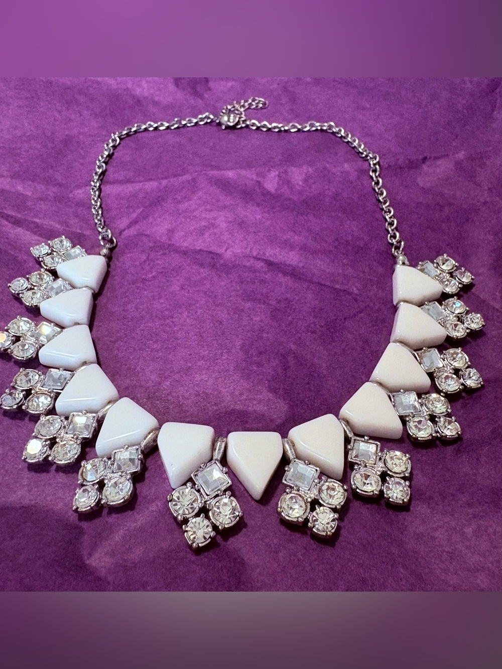White Statement Gem Triangle Necklace - Unbranded